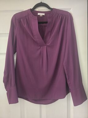 Calvin Klein Plum Split-Neck Blouse